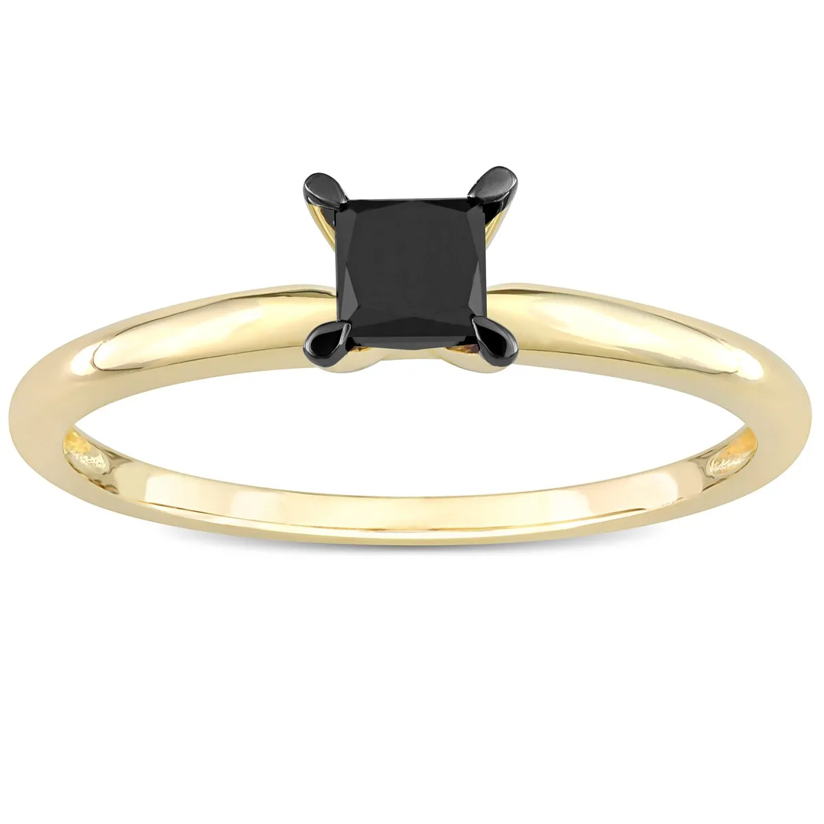 Miadora 1/2ct TDW Princess-cut Black Diamond Solitaire Engagement Ring in 14k Yellow Gold sold by Zulily product image thumbnail 3