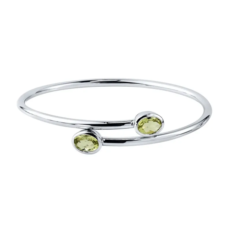 Auriya 2ct Oval Lemon Green Quartz Bypass Bangle Bracelet Gold over Silver sold by Zulily