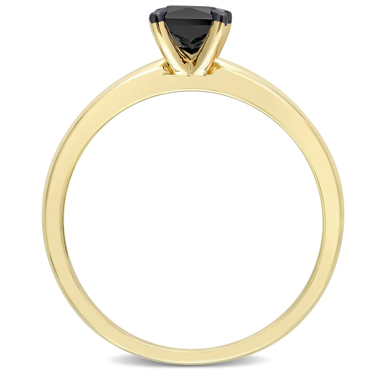 Miadora 1/2ct TDW Princess-cut Black Diamond Solitaire Engagement Ring in 14k Yellow Gold sold by Zulily product image thumbnail 5