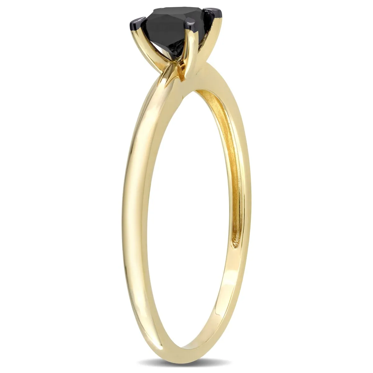Miadora 1/2ct TDW Princess-cut Black Diamond Solitaire Engagement Ring in 14k Yellow Gold sold by Zulily product image thumbnail 4