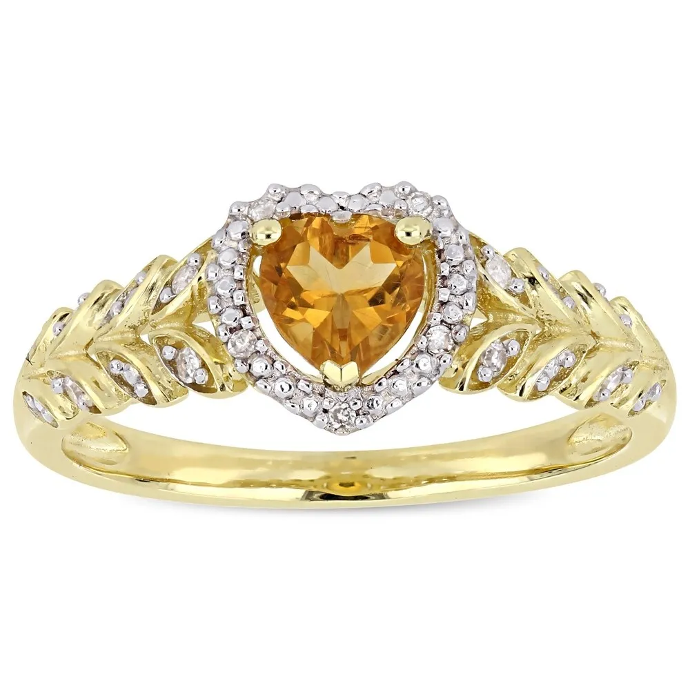 Miadora 10k Yellow Gold Citrine and Diamond Heart Halo Ring sold by Zulily product image thumbnail 2