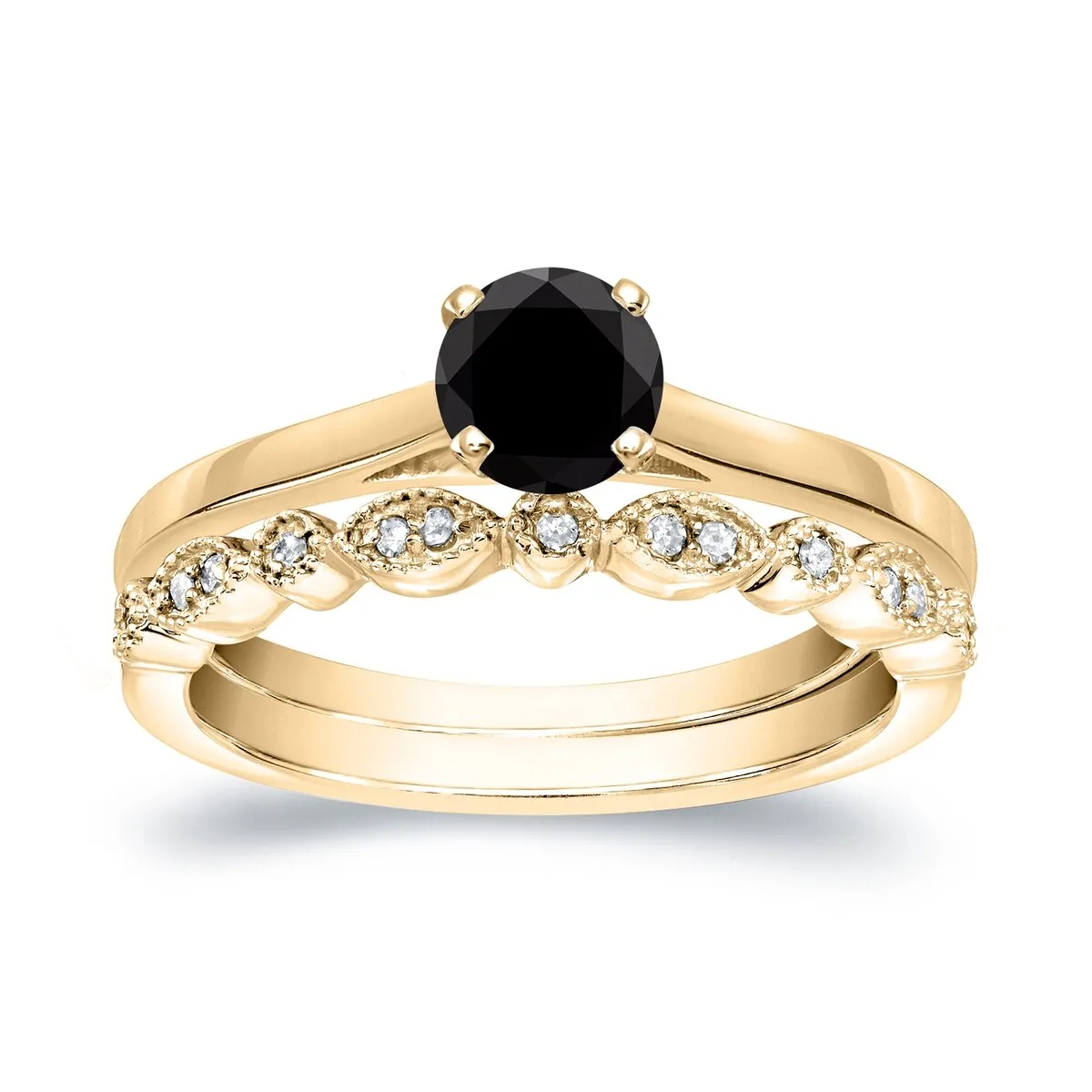 Auriya 14k Gold 1/2ctw Vintage Solitaire Black Diamond Engagement Ring Set sold by Zulily product image thumbnail 3