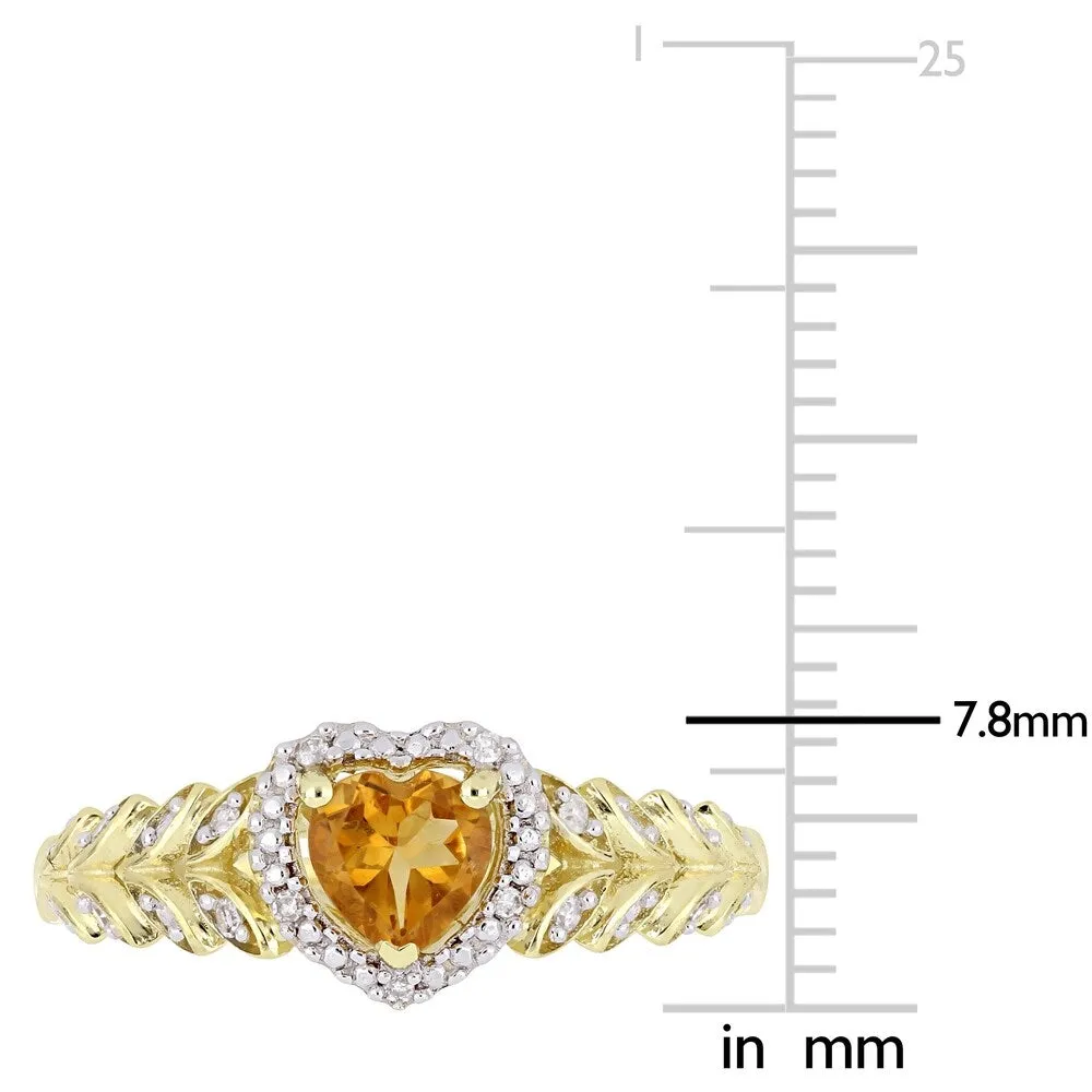 Miadora 10k Yellow Gold Citrine and Diamond Heart Halo Ring sold by Zulily product image thumbnail 4