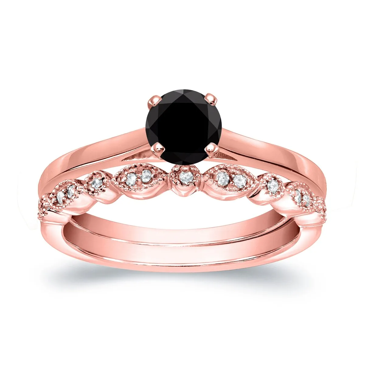 Auriya 14k Gold 1/2ctw Vintage Solitaire Black Diamond Engagement Ring Set sold by Zulily