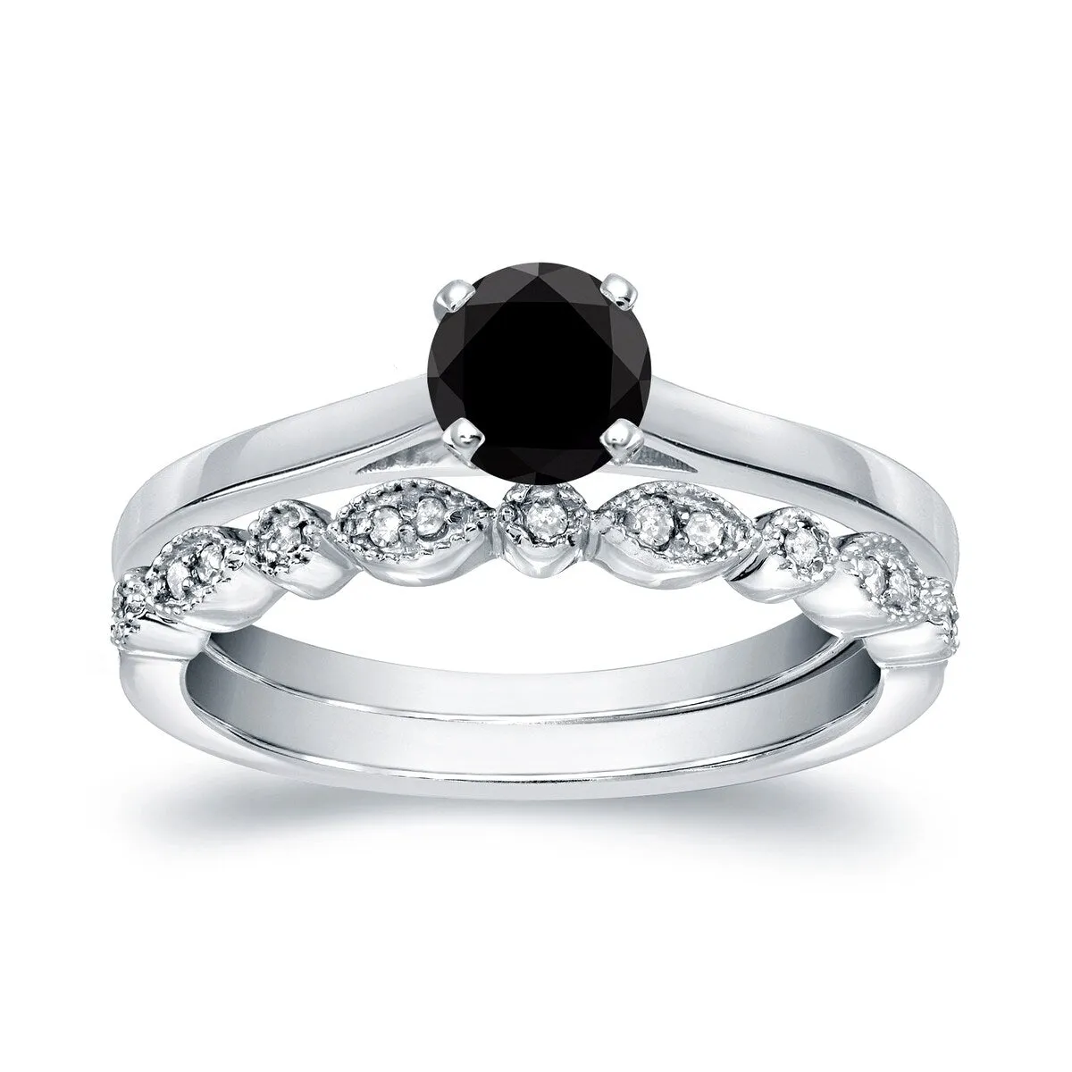 Auriya 14k Gold 1/2ctw Vintage Solitaire Black Diamond Engagement Ring Set sold by Zulily product image thumbnail 2