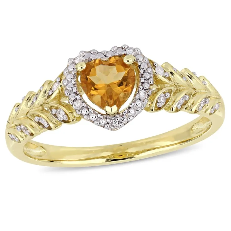 Miadora 10k Yellow Gold Citrine and Diamond Heart Halo Ring sold by Zulily
