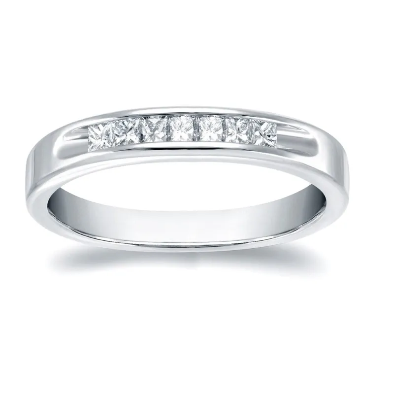 Auriya 18k Gold 1/3ctw Channel-set Princess Diamond Wedding Band sold by Zulily