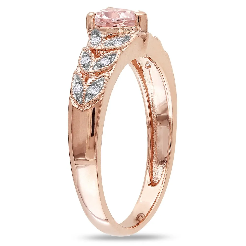 Miadora 10k Rose Gold Heart-cut Morganite and Diamond Accent Leaf Set Anniversary Ring sold by Zulily product image thumbnail 2