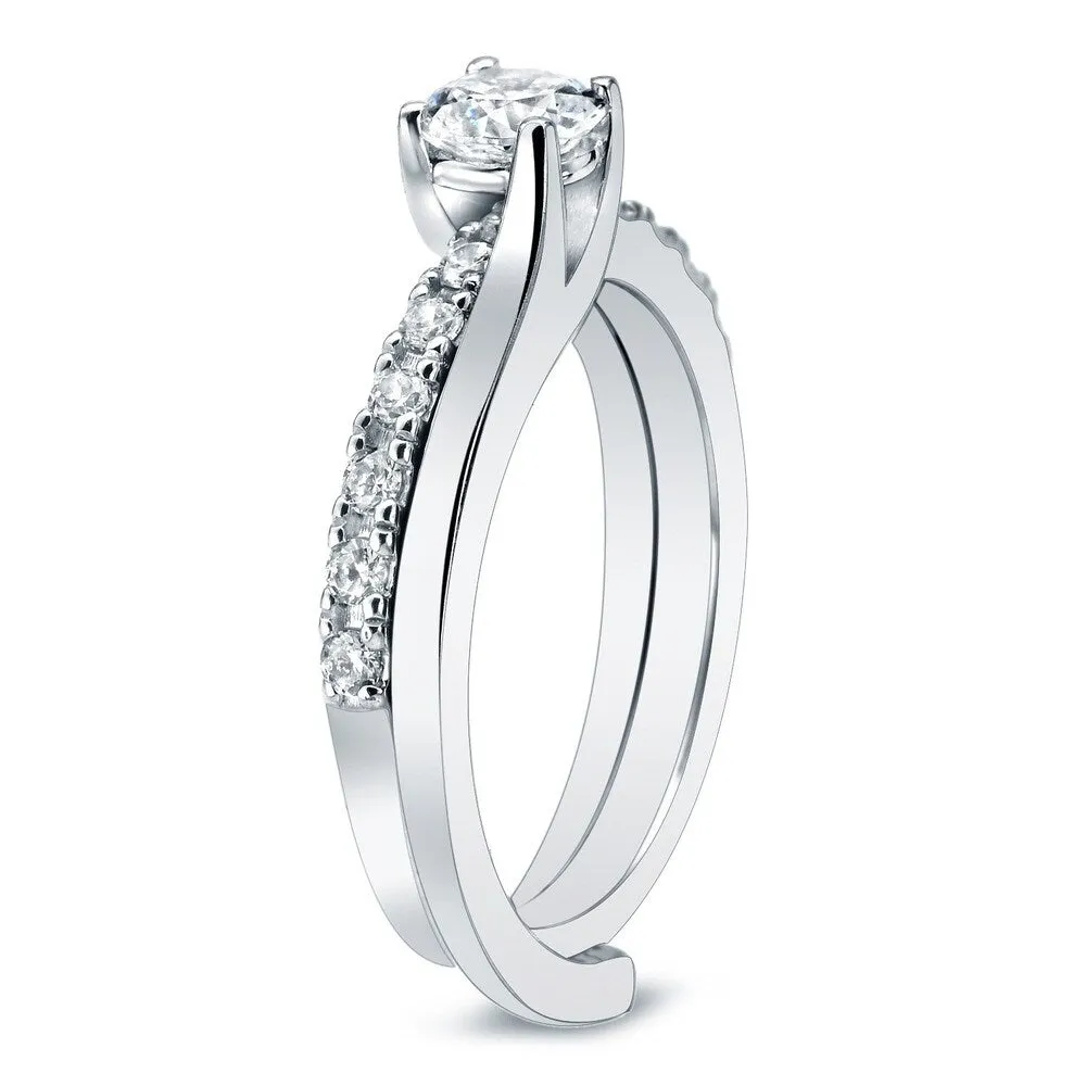 Auriya 14k Gold 1ctw Round Solitaire Diamond Engagement Ring Set sold by Zulily product image thumbnail 4