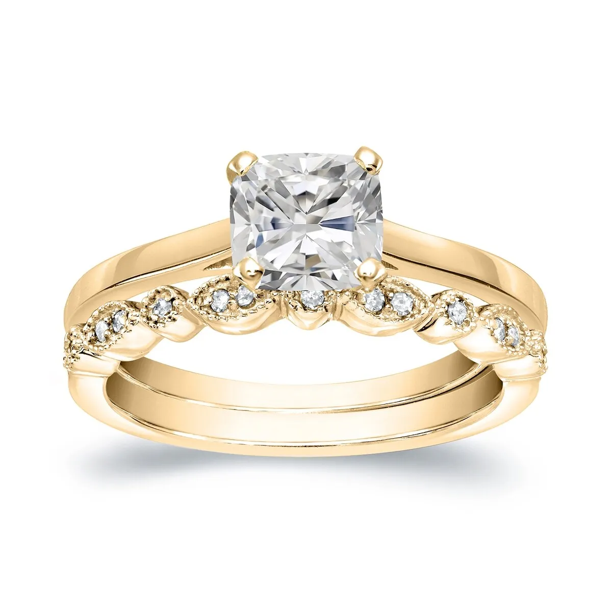 Auriya 14k Gold 1 1/6ctw Vintage Cushion-cut Solitaire Diamond Engagement Ring Set sold by Zulily product image thumbnail 2