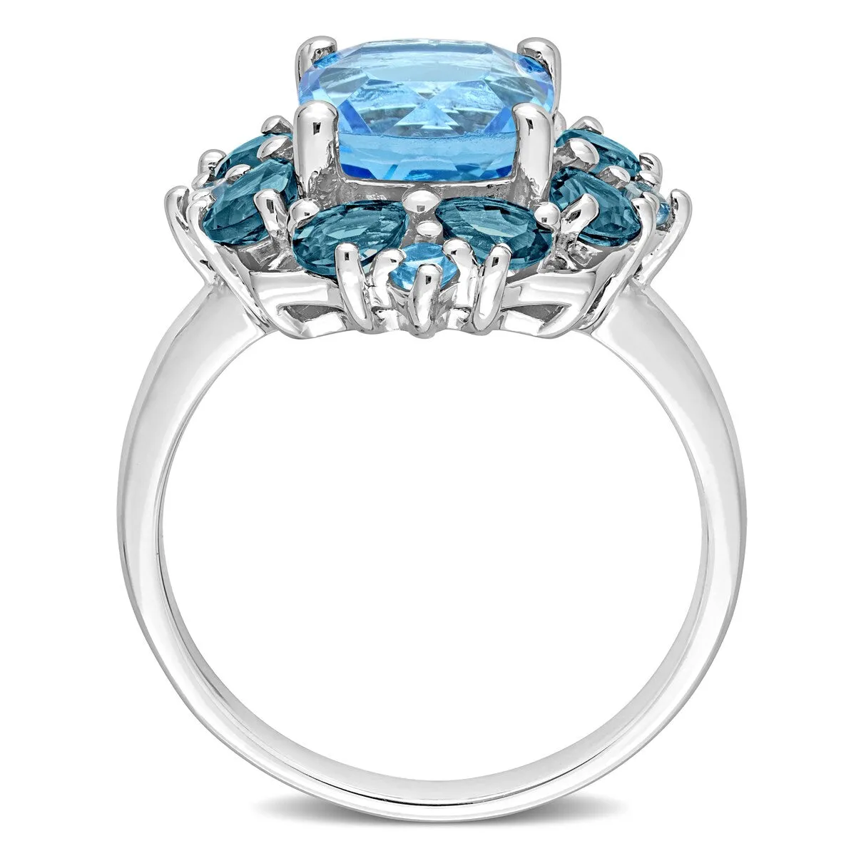 Miadora Sterling Silver 4 1/10ct TGW Swiss-Blue Topaz Floral Halo Cocktail Ring sold by Zulily product image thumbnail 5