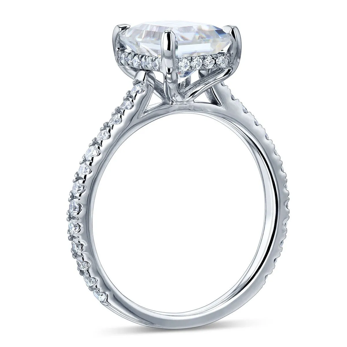 Annello by Kobelli 14k Gold Emerald Forever One Moissanite Drop Halo Engagement Ring (DEF/VS, GH/I) sold by Zulily product image thumbnail 4