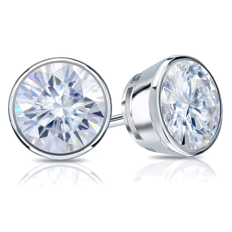Auriya 18k Gold 2ctw Bezel-set Round Moissanite Stud Earrings - 6.5 mm sold by Zulily