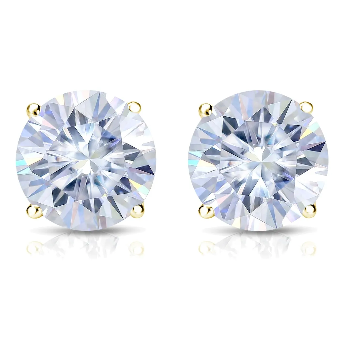 Auriya 18k Gold 4ctw Round Moissanite Stud Earrings - 8.2 mm, Screw-Backs sold by Zulily product image thumbnail 4