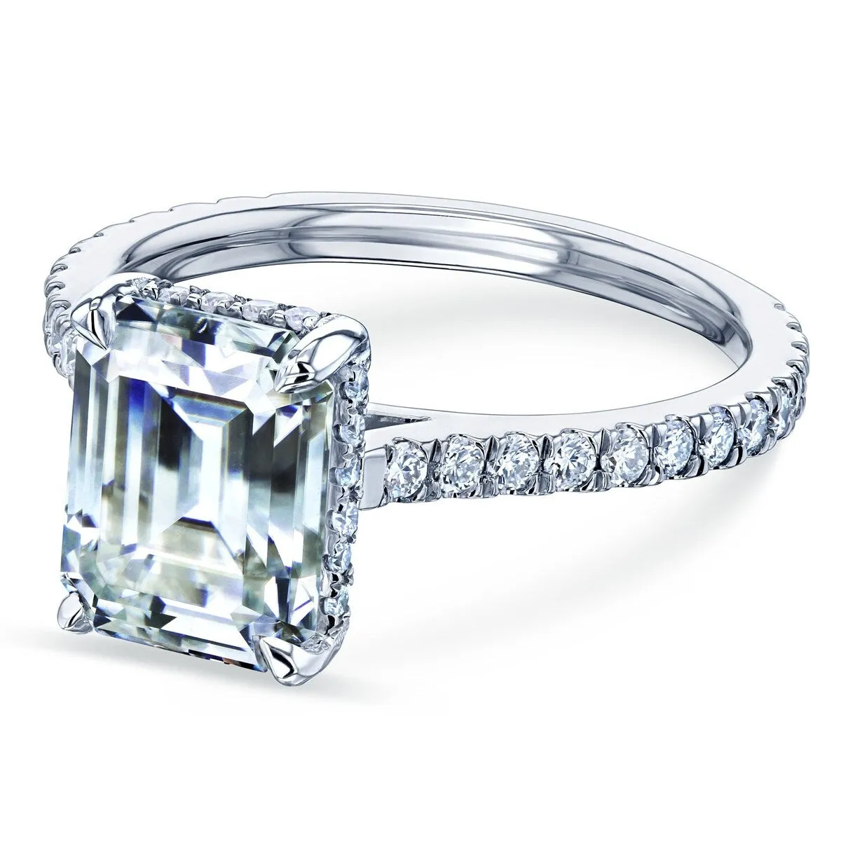 Annello by Kobelli 14k Gold Emerald Forever One Moissanite Drop Halo Engagement Ring (DEF/VS, GH/I) sold by Zulily product image thumbnail 5