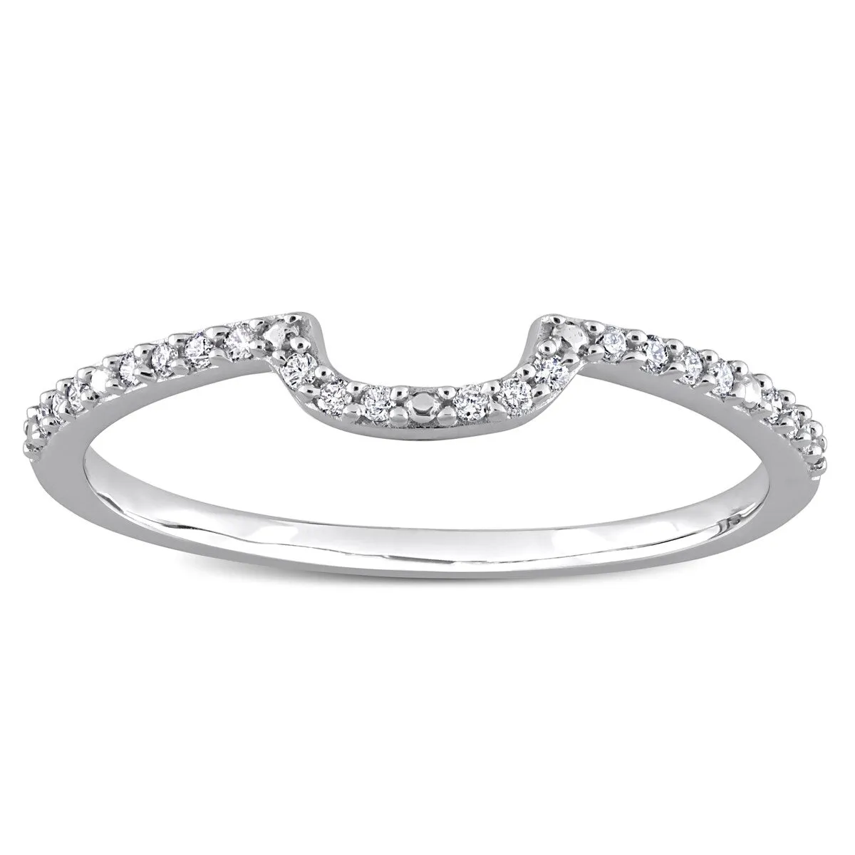 Miadora 1/10ct TDW Diamond Contour Stackable Wedding Band in 14k White Gold sold by Zulily product image thumbnail 3