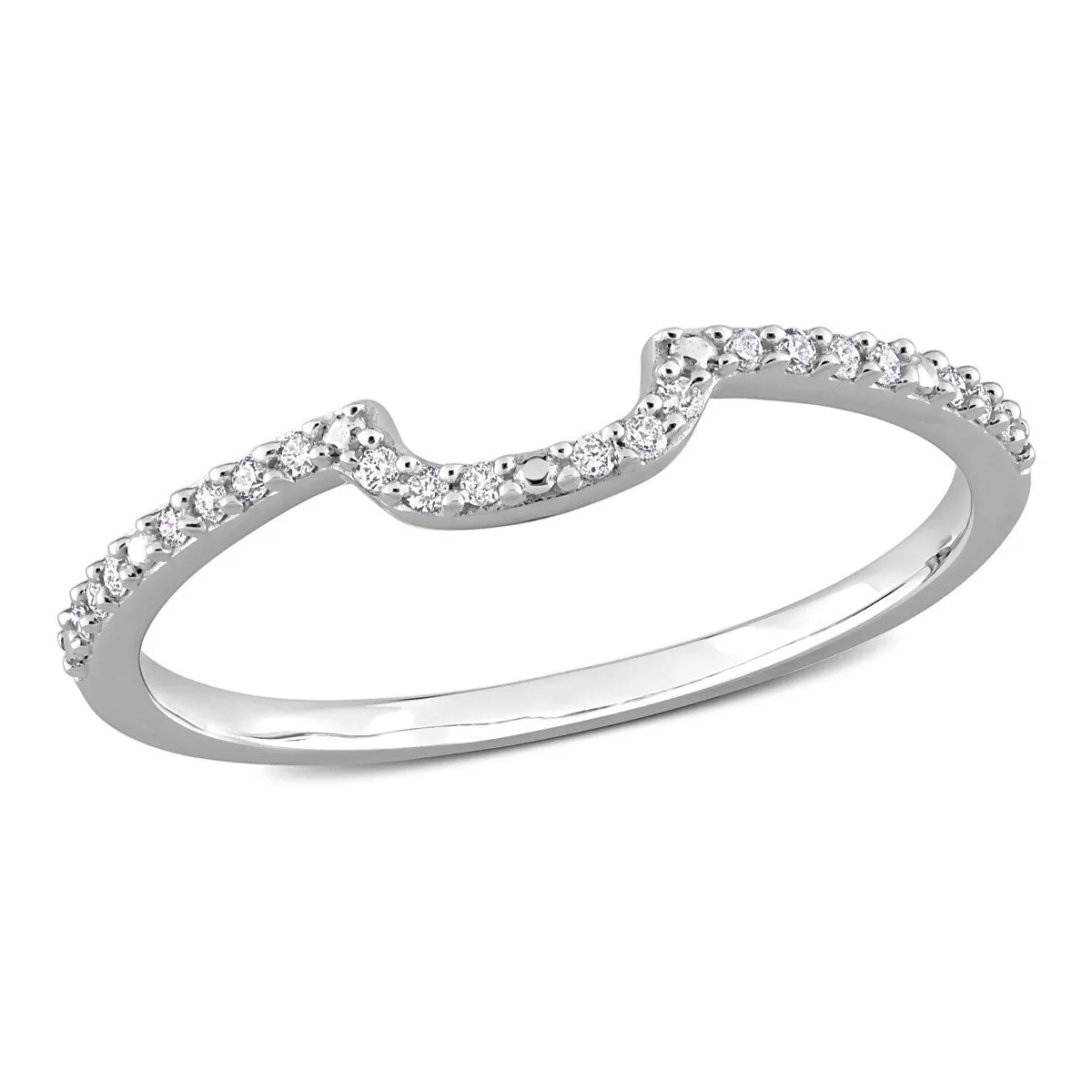 Miadora 1/10ct TDW Diamond Contour Stackable Wedding Band in 14k White Gold sold by Zulily product image thumbnail 2
