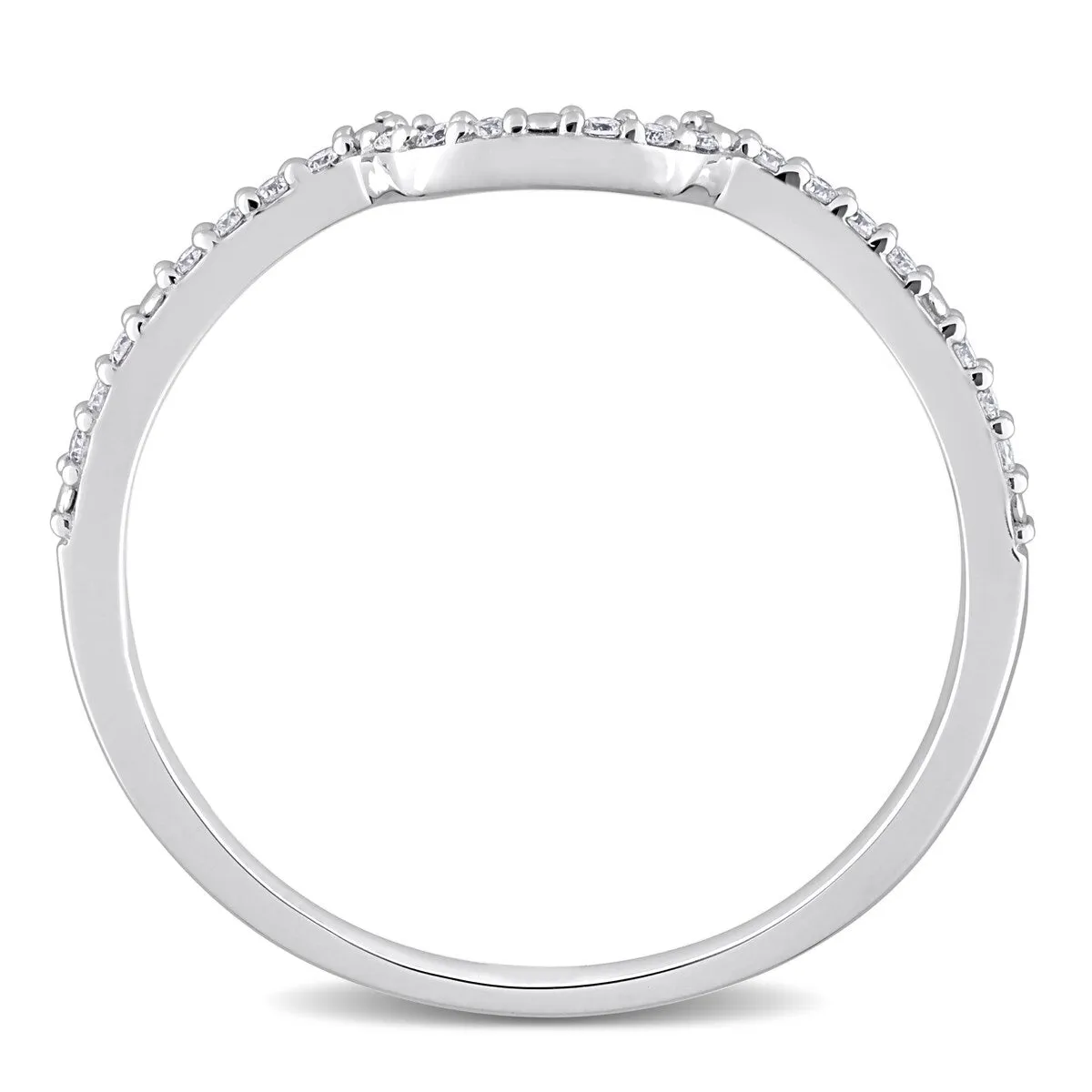 Miadora 1/10ct TDW Diamond Contour Stackable Wedding Band in 14k White Gold sold by Zulily product image thumbnail 5