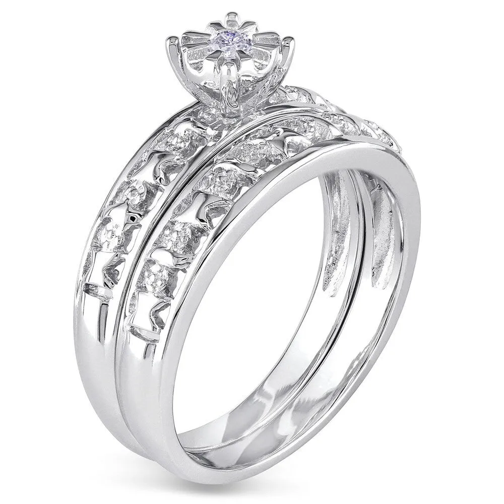 Miadora Sterling Silver Diamond Accent Bridal Ring Set sold by Zulily product image thumbnail 2