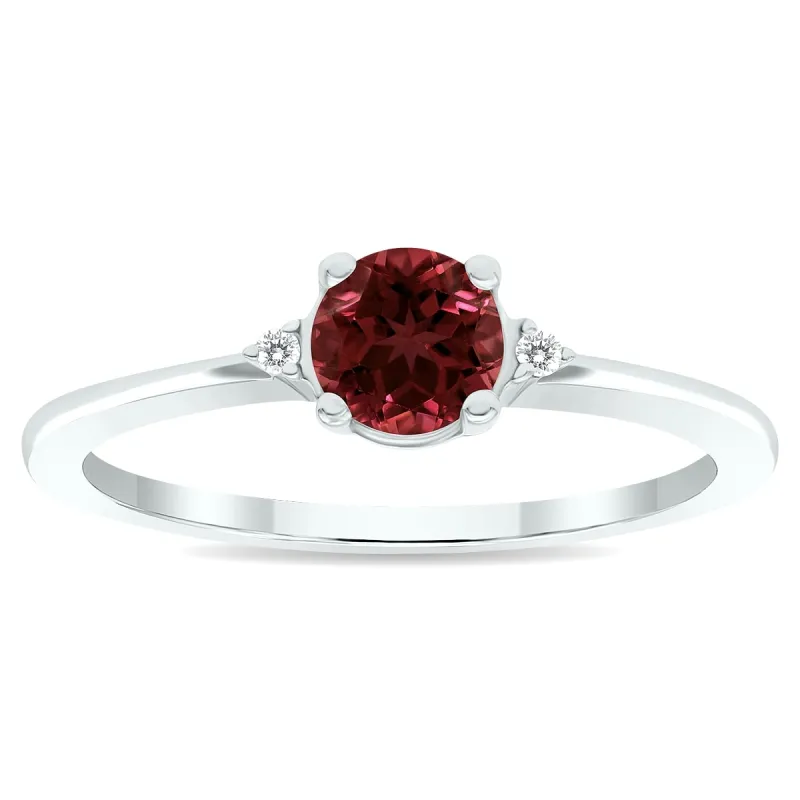 Women's Garnet and Diamond Classic Band in 10K White Gold sold by Zulily