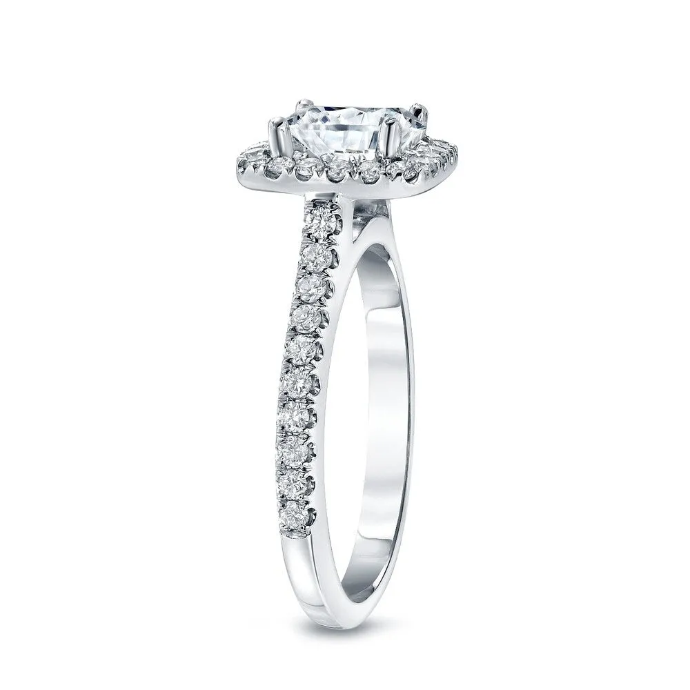 Auriya 14k Gold Round 1ct Moissanite and 2/5cttw Halo Diamond Engagement Ring sold by Zulily product image thumbnail 4