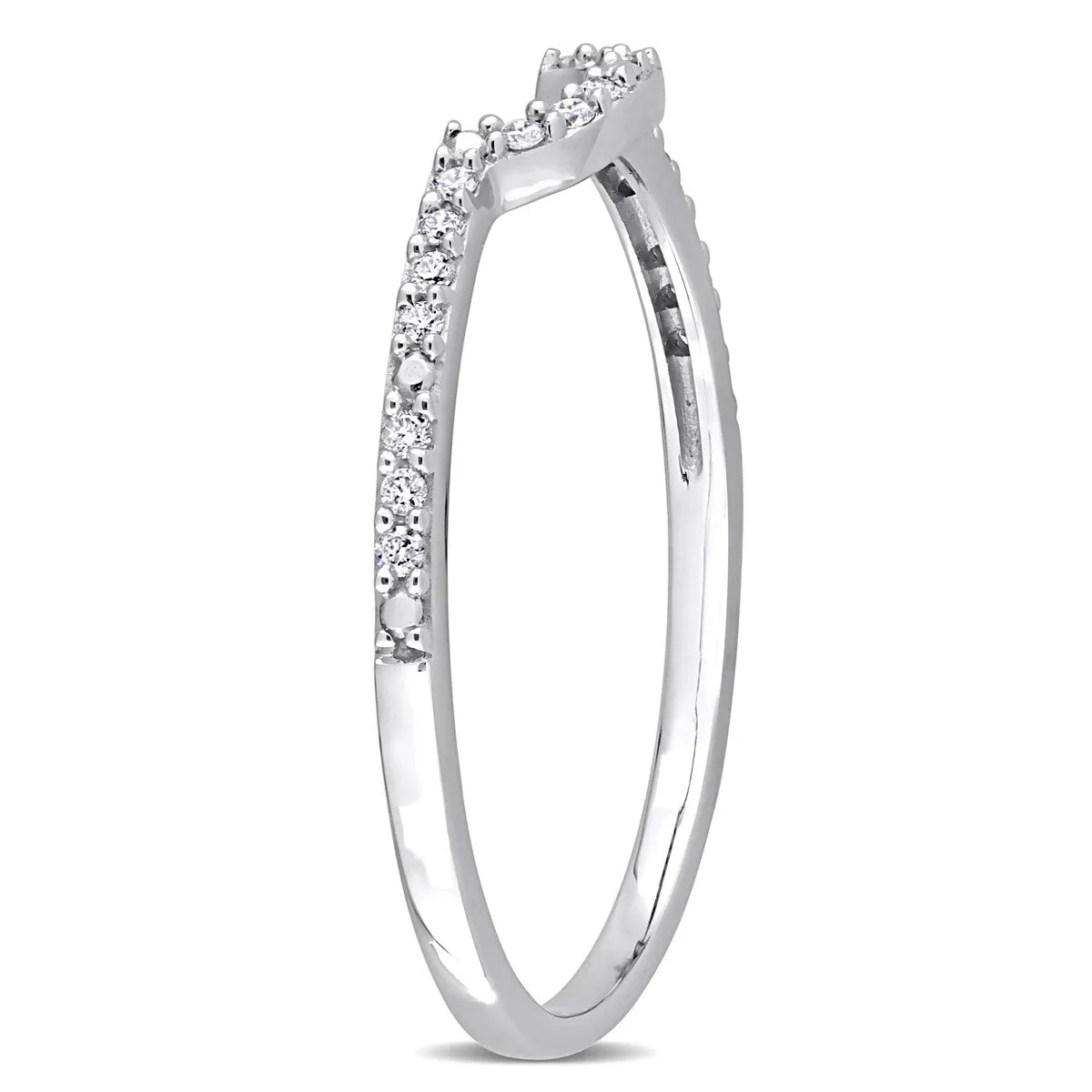 Miadora 1/10ct TDW Diamond Contour Stackable Wedding Band in 14k White Gold sold by Zulily product image thumbnail 4