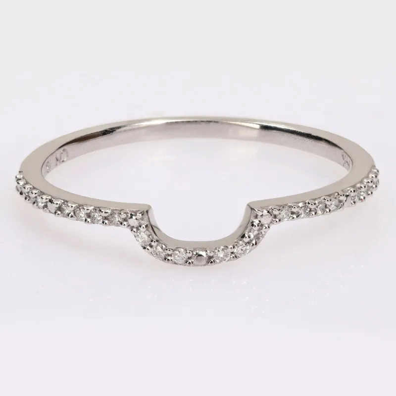 Miadora 1/10ct TDW Diamond Contour Stackable Wedding Band in 14k White Gold sold by Zulily