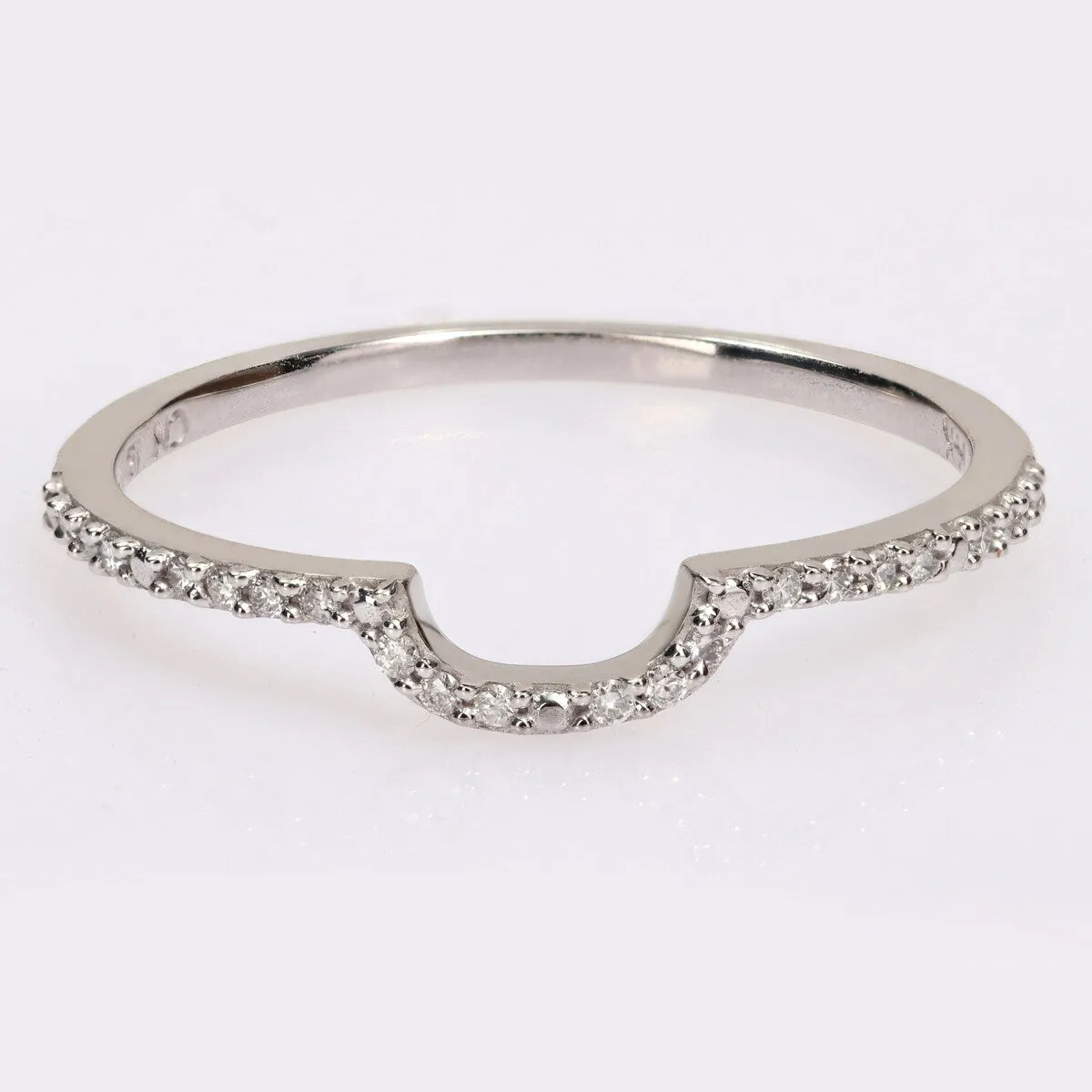Miadora 1/10ct TDW Diamond Contour Stackable Wedding Band in 14k White Gold sold by Zulily