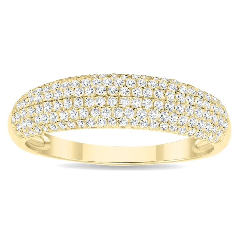 Women's 1/2 Carat TW Round Diamond Pave Set Wedding Anniversary Band in 10K Yellow Gold sold by Zulily