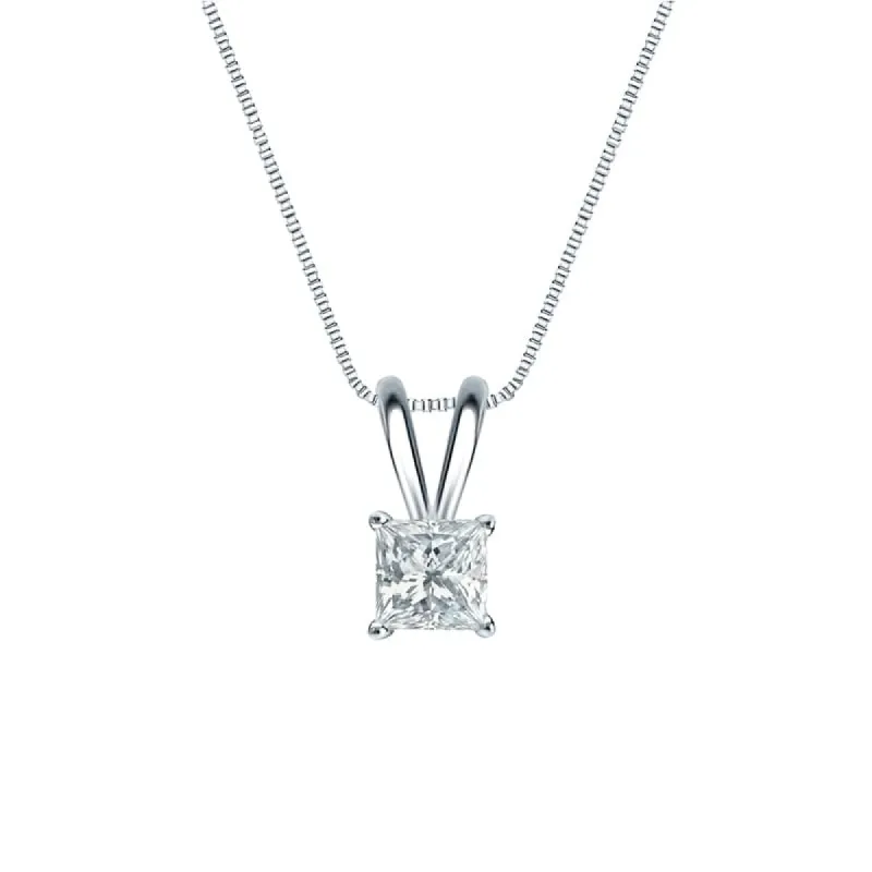 Auriya Platinum 0.30ctw Princess Solitaire Lab Grown Diamond Necklace 4-Prong Basket (D-E VVS) - 0.3 sold by Zulily