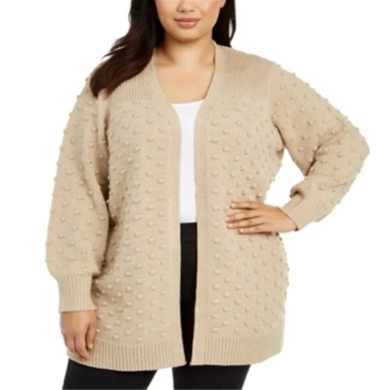 Calvin Klein Women's Plus Popcorn Cardigan Sweater Brown Size 0X sold by Zulily