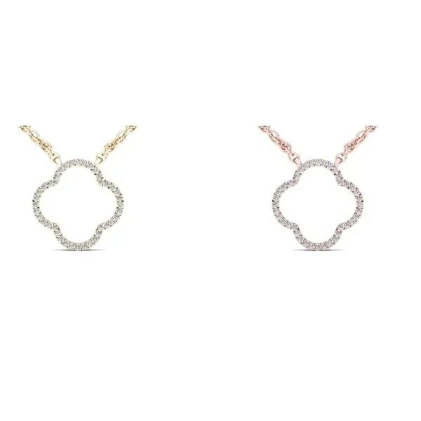 De Couer 10k Gold 1/10ct TDW Diamond Clover Necklace sold by Zulily