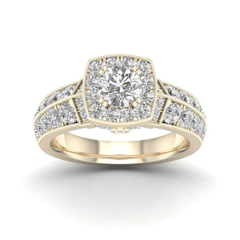 De Couer 2ct TDW Diamond Halo Ring (H-I, I2) - Yellow sold by Zulily