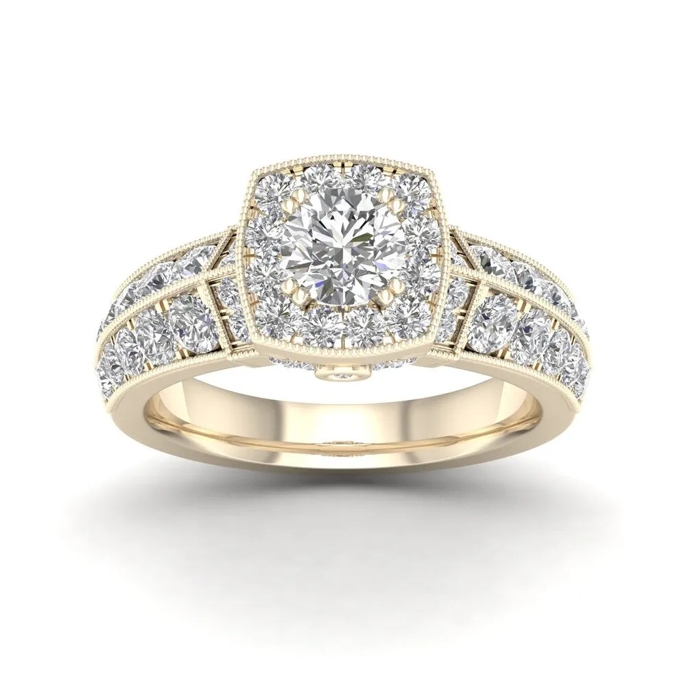 De Couer 2ct TDW Diamond Halo Ring (H-I, I2) - Yellow sold by Zulily