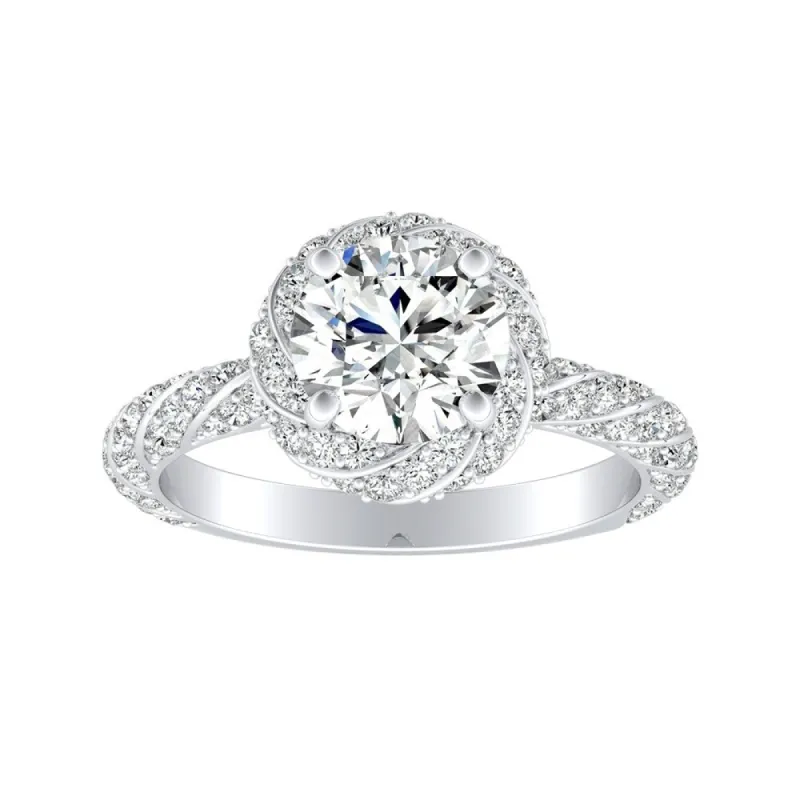 Auriya 1/2ct Round Moissanite and 5/8ctw Halo Diamond Engagement Ring 14k Gold sold by Zulily