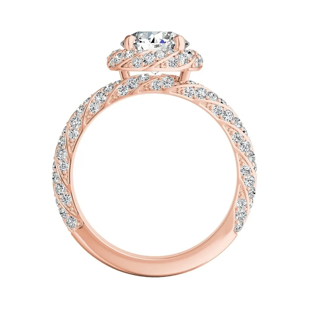 Auriya 1/2ct Round Moissanite and 5/8ctw Halo Diamond Engagement Ring 14k Gold sold by Zulily product image thumbnail 5