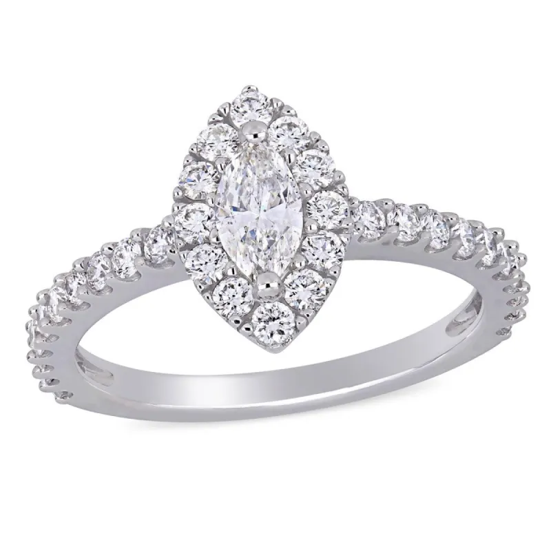 1ct TDW Diamond Marquise Halo Engagement Ring in 14k White Gold by Miadora sold by Zulily