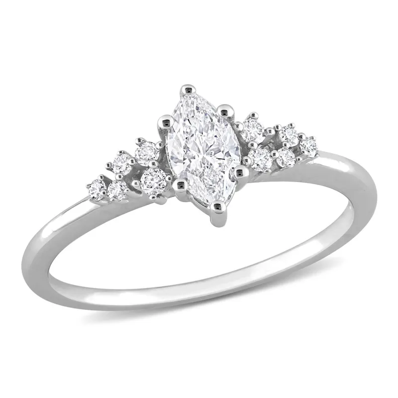 Miadora 14k White Gold 1/2ct TDW Diamond Marquise Engagement Ring sold by Zulily