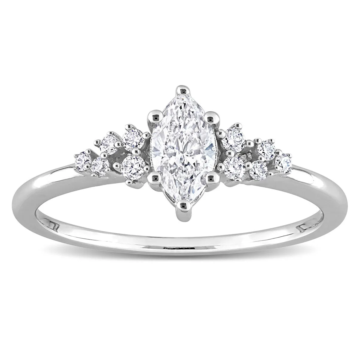 Miadora 14k White Gold 1/2ct TDW Diamond Marquise Engagement Ring sold by Zulily product image thumbnail 3