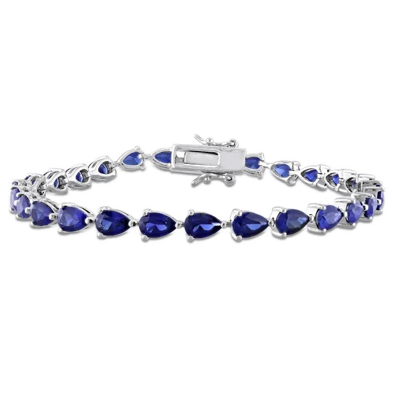 Miadora 13.5ct TGW Created Blue Sapphire Bracelet in Sterling Silver sold by Zulily