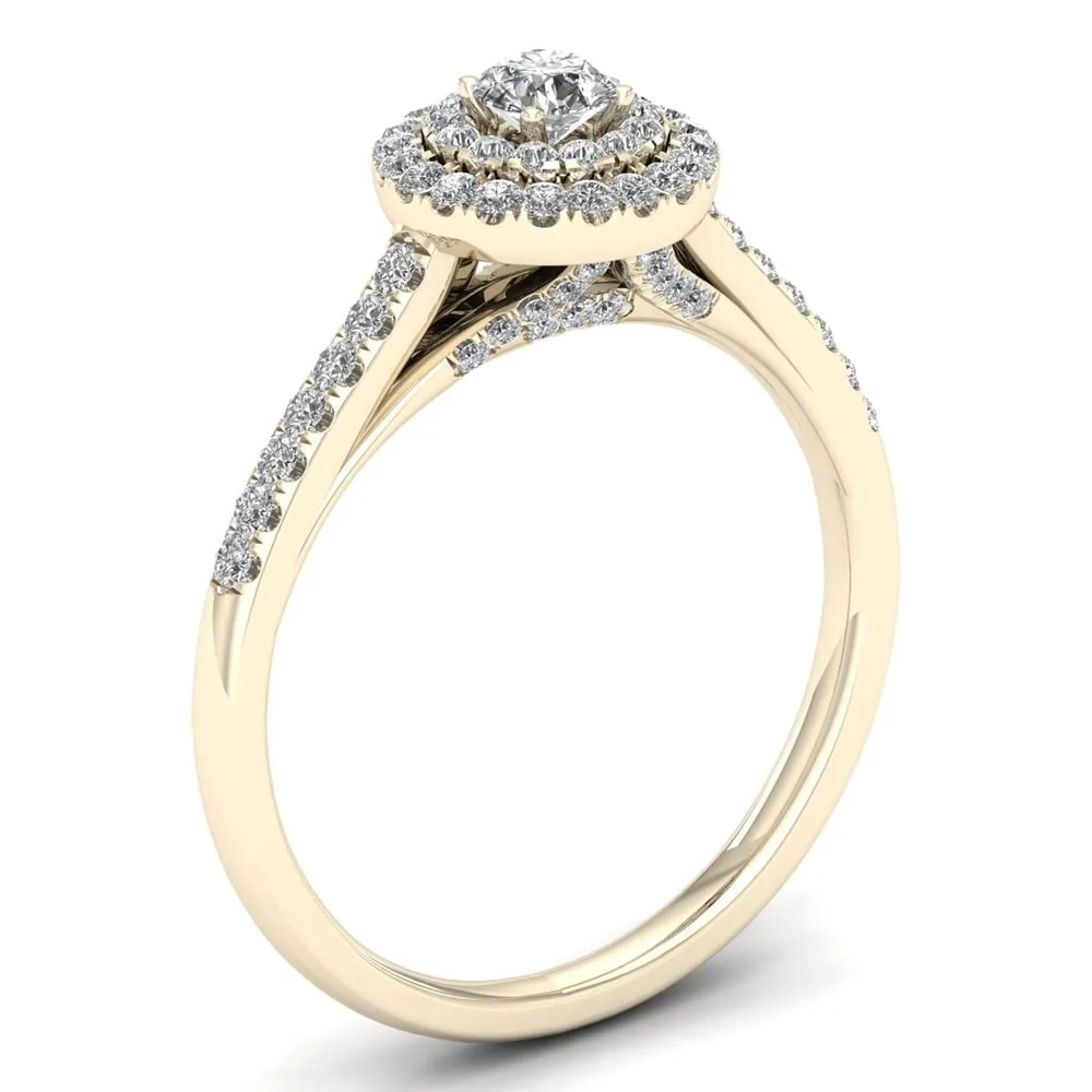De Couer 10k Yellow Gold 1/2 ct TDW Diamond Halo Engagement Ring sold by Zulily product image thumbnail 2