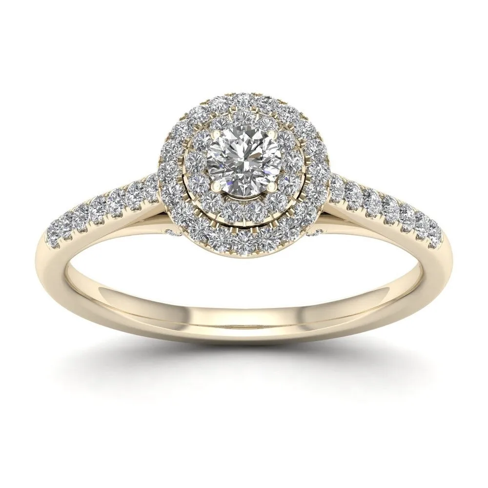 De Couer 10k Yellow Gold 1/2 ct TDW Diamond Halo Engagement Ring sold by Zulily