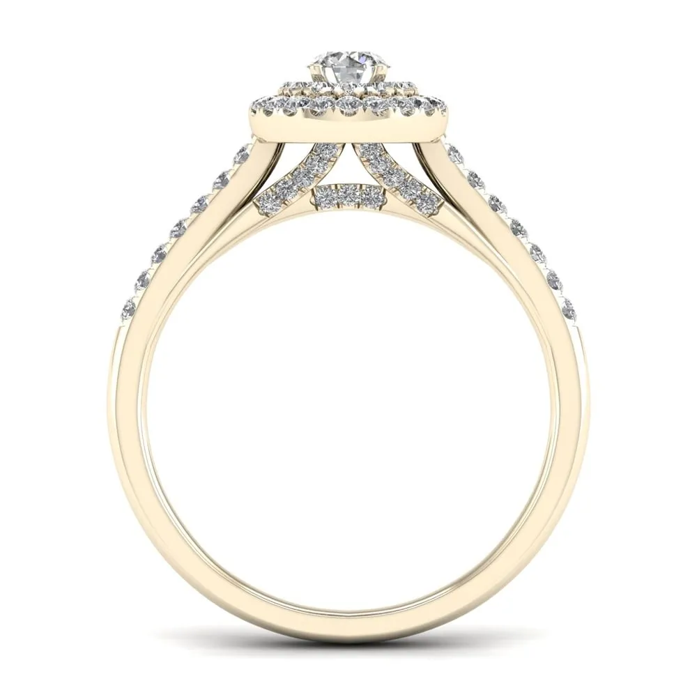 De Couer 10k Yellow Gold 1/2 ct TDW Diamond Halo Engagement Ring sold by Zulily product image thumbnail 3