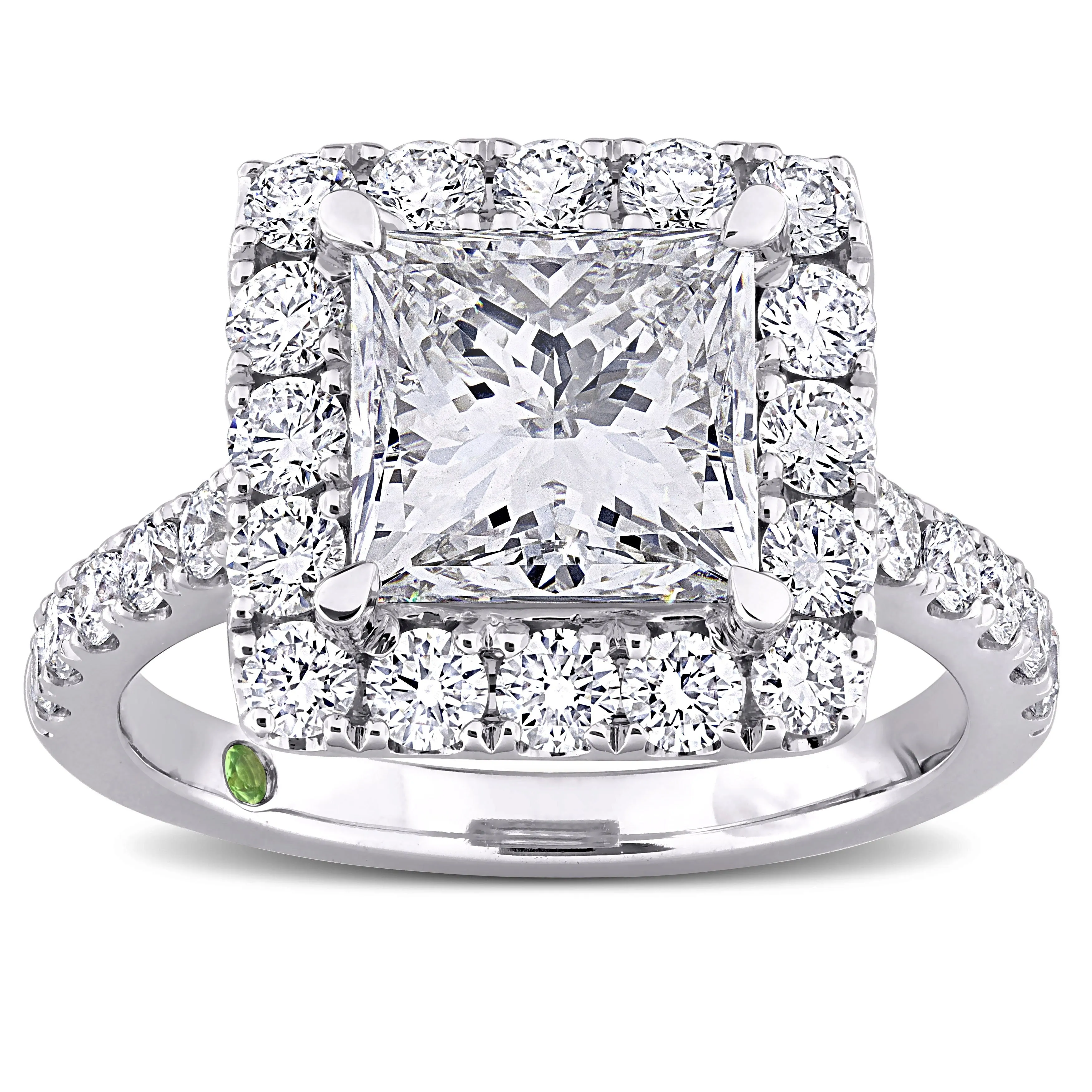 Created Forever 4 1/3ct TDW Princess-Cut Lab-Grown Diamond and Tsavorite Accent Ring in 14k White Gold sold by Zulily product image thumbnail 2