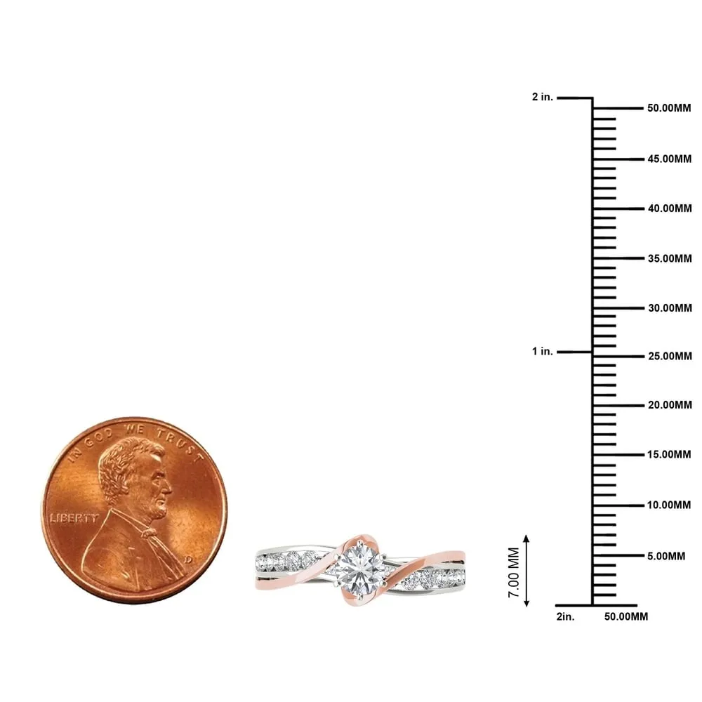 De Couer 14k Rose Two Tone White Gold 3/4 ct TDW Round Solitaire Diamond Bypass Engagement Ring sold by Zulily product image thumbnail 4