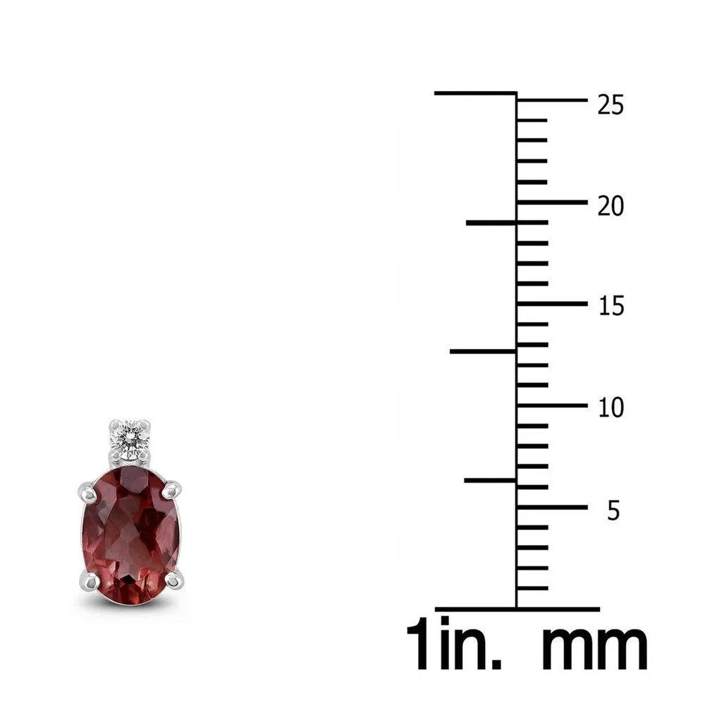 14K White Gold 7x5MM Oval Garnet and Diamond Earrings sold by Zulily product image thumbnail 2