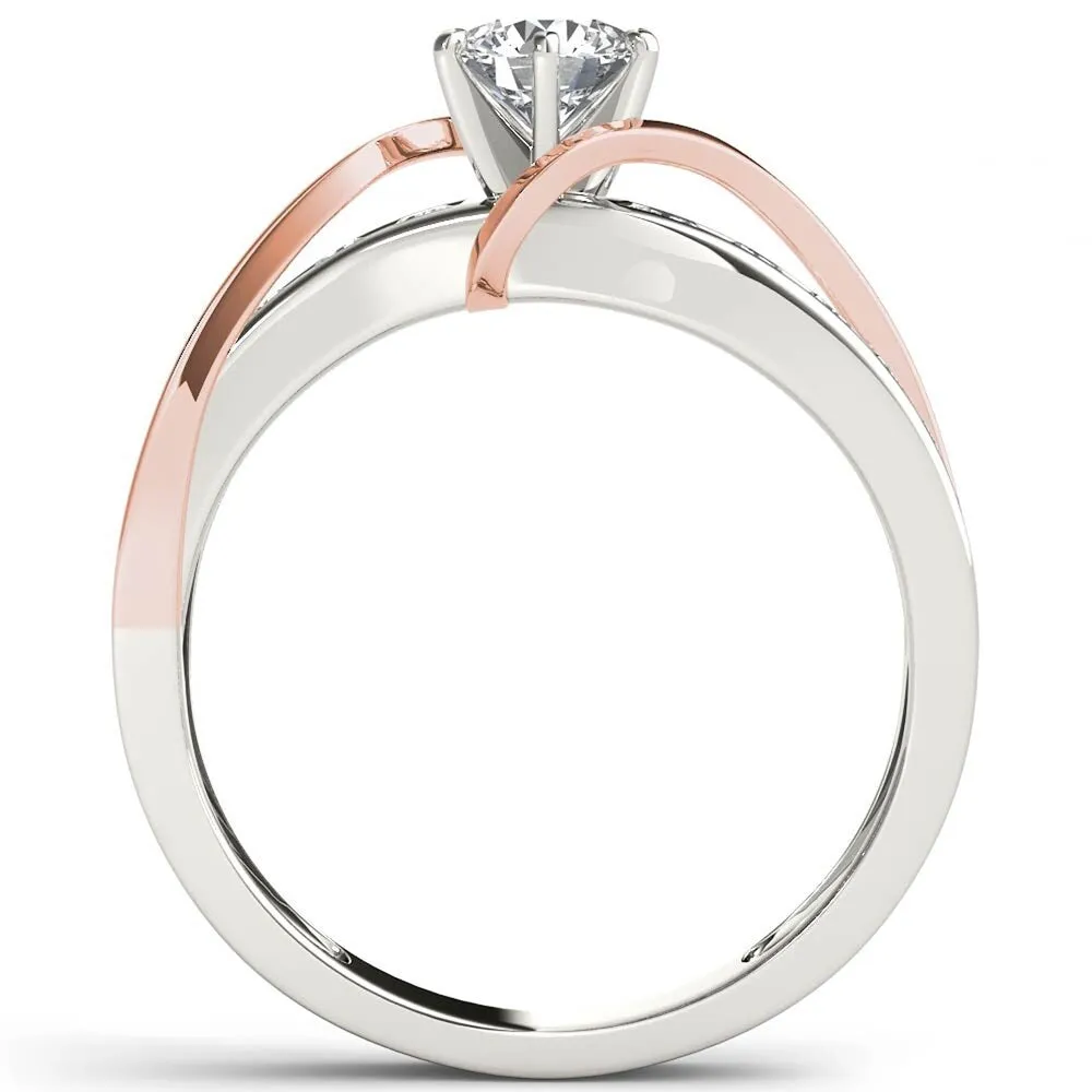 De Couer 14k Rose Two Tone White Gold 3/4 ct TDW Round Solitaire Diamond Bypass Engagement Ring sold by Zulily product image thumbnail 3