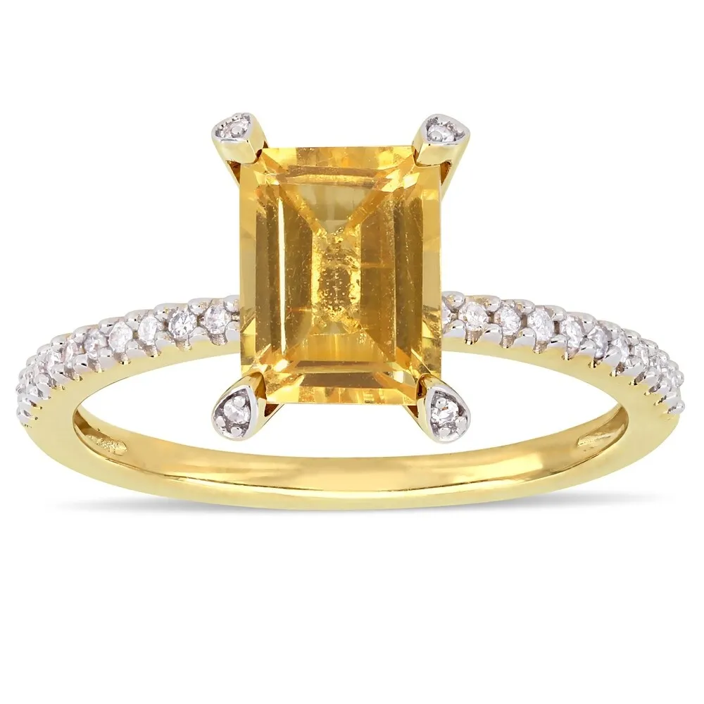Miadora 10k Yellow Gold Octagon-Cut Citrine and 1/10ct TDW Diamond Solitaire Ring sold by Zulily product image thumbnail 2