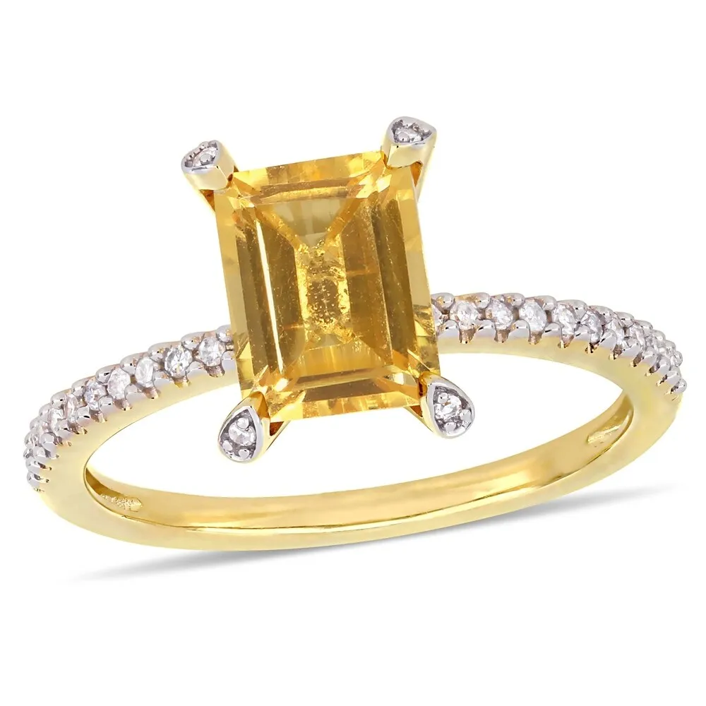 Miadora 10k Yellow Gold Octagon-Cut Citrine and 1/10ct TDW Diamond Solitaire Ring sold by Zulily