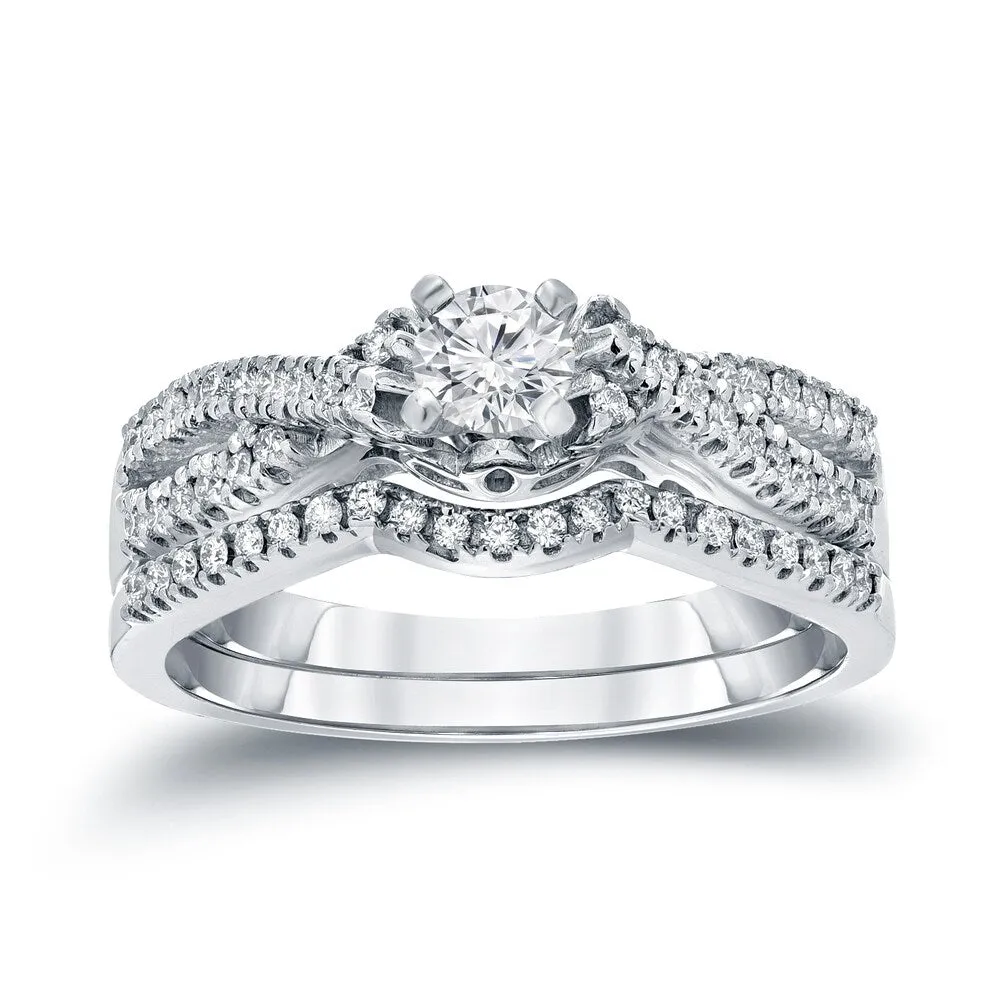 14k Gold 1/2ct TDW Braided Infinity Round Diamond Engagement Ring Set by Auriya sold by Zulily